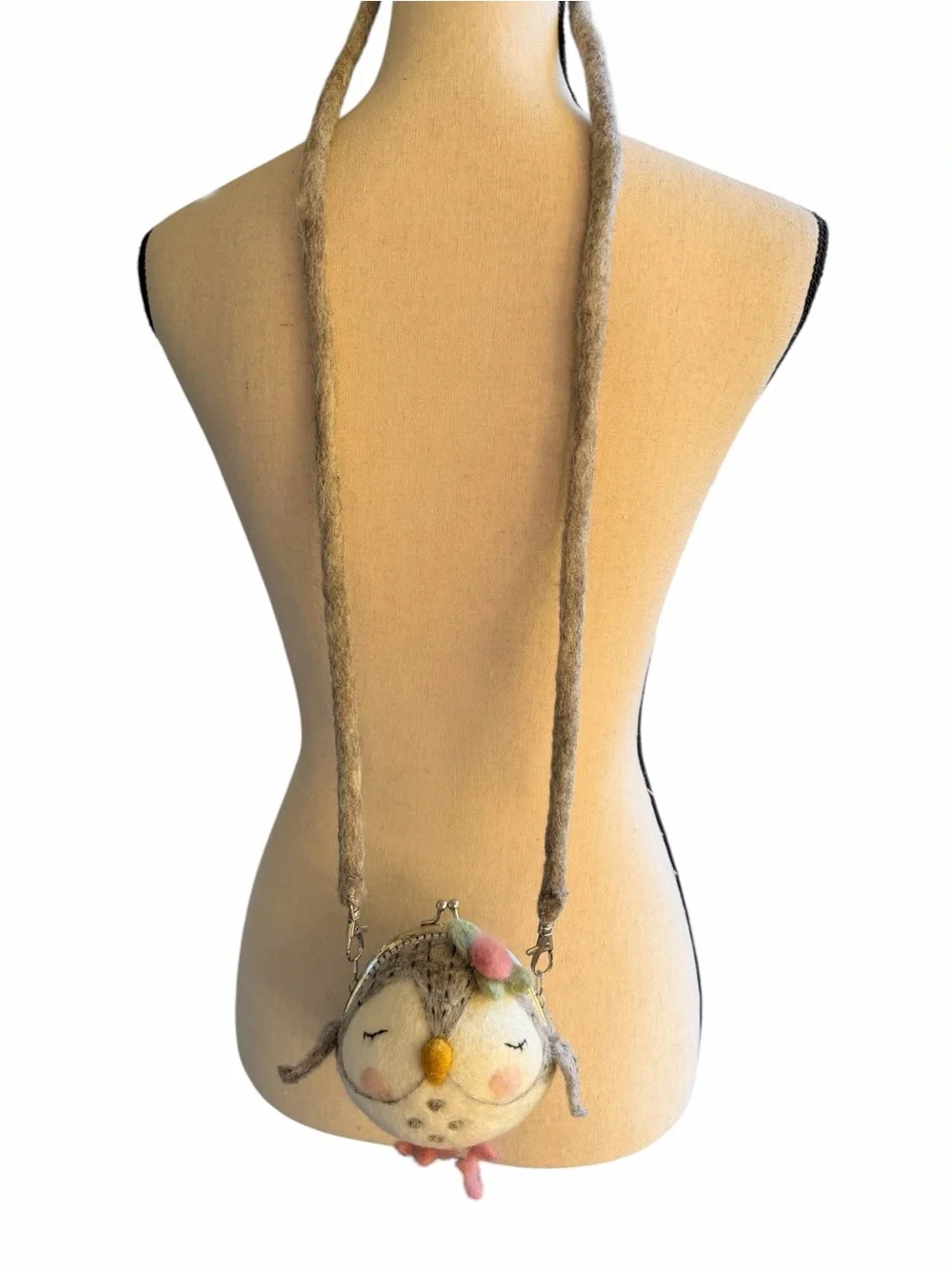 Wild Woolies Olivia Owl Handmade Felted Wool Critter Clutch Purse
